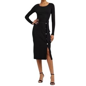 Lauren Ralph Lauren Women's Belted Rib-Knit Black Dress Women’s Size 16